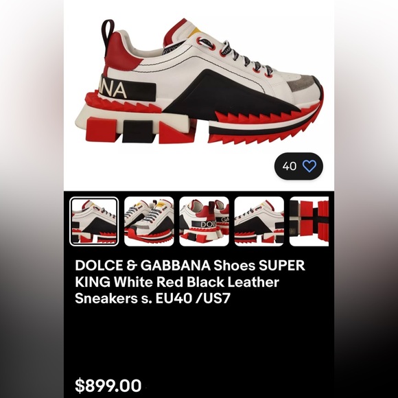 Dolce & Gabbana Shoes - DOLCE & GABBANA Shoes SUPER KING White Red Black Leather
Sneakers s. EU40 /US7